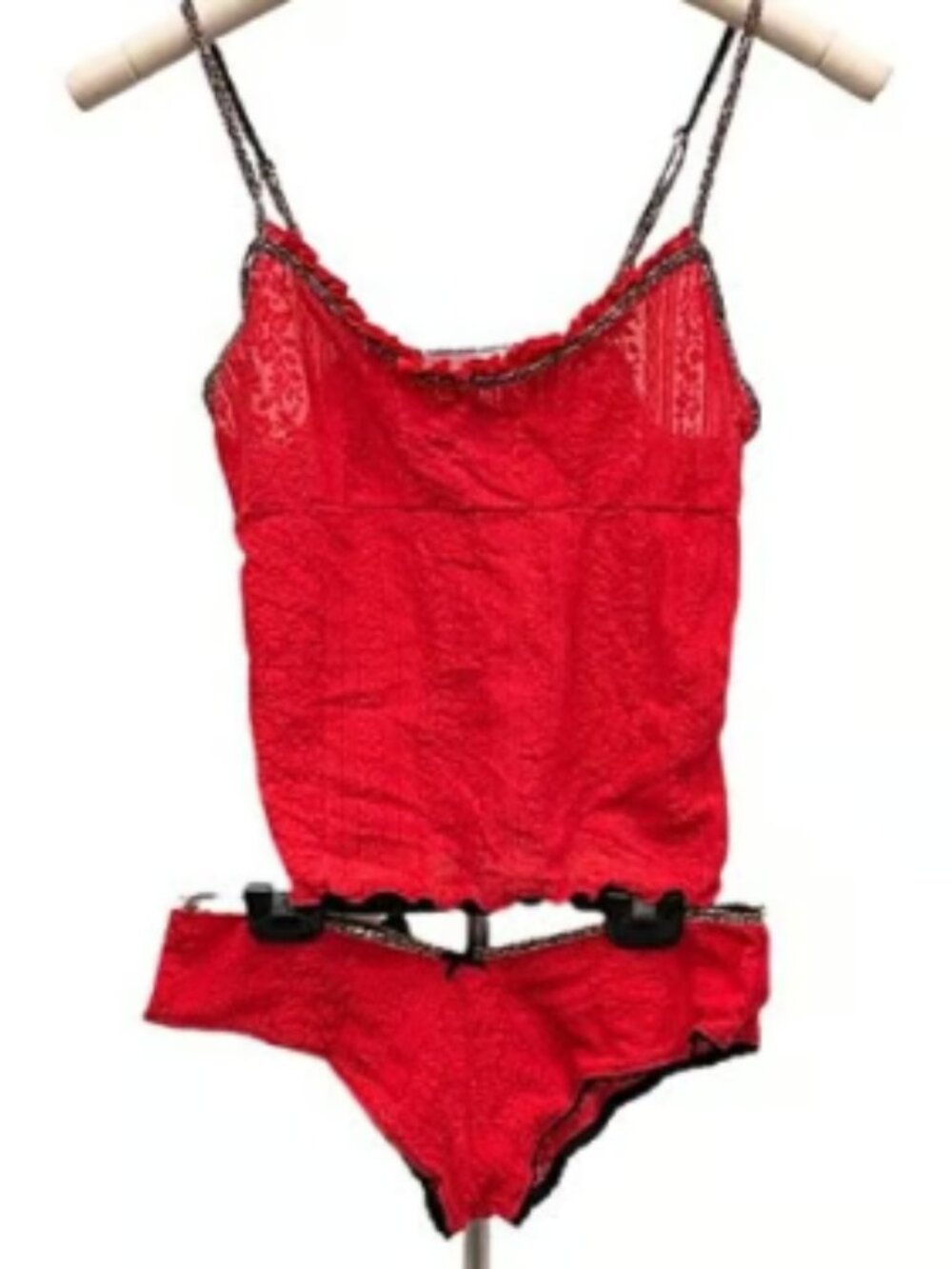 CR Red Lace Lingerie Set Camisole Panties Sleepwear Cami Underwear Stretchy Sexy